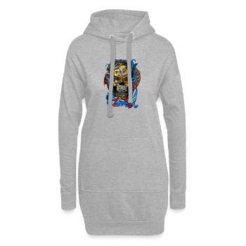 Crâne baroque avec rubans bleus - Sweat-shirt à capuche long Femme - gris chiné - Devant