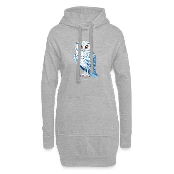 Dessin de hibou bleu blanc comme neige - Sweat-shirt à capuche long Femme - gris chiné - Devant