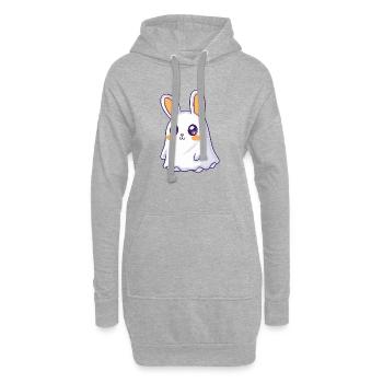 Hase Halloween Geist - Hoodie-Kleid - Grau meliert - Vorne