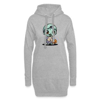 Zombie Halloween Bande dessinée effrayante - Sweat-shirt à capuche long Femme - gris chiné - Devant