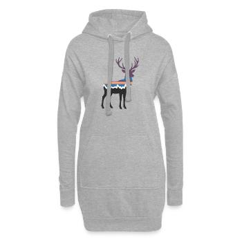 Cerf Montagne Paysage Forêt Randonnée Silhouette - Sweat-shirt à capuche long Femme - gris chiné - Devant