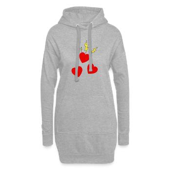 Coeurs électriques en rouge - Sweat-shirt à capuche long Femme - gris chiné - Devant