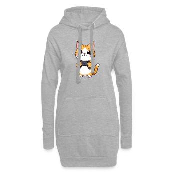 Gaming Katze mit Controller - Hoodie-Kleid - Grau meliert - Vorne