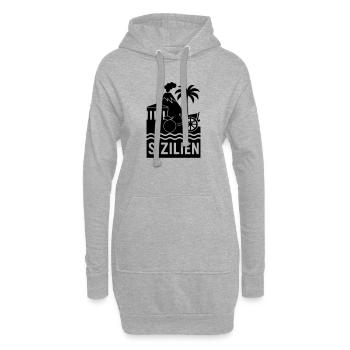 Silhouette Sicile - Sweat-shirt à capuche long Femme - gris chiné - Devant