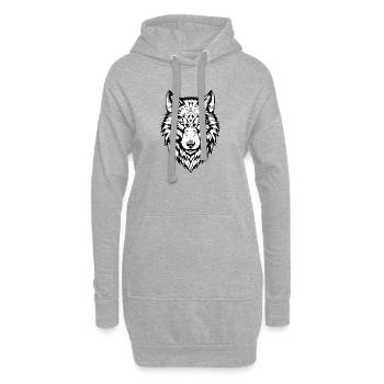 Wolf schwarzweiß T-shirt Geschenk - Hoodie-Kleid - Grau meliert - Vorne