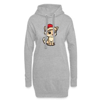 Noël chat - Sweat-shirt à capuche long Femme - gris chiné - Devant
