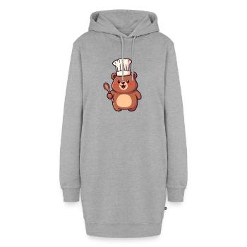 Kochbärchen mit Kochhut - Hoodie-Kleid - Grau meliert - Vorne