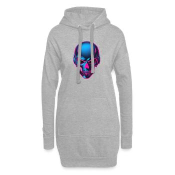 Neon Skull mit Kopfhörern - Hoodie-Kleid - Grau meliert - Vorne