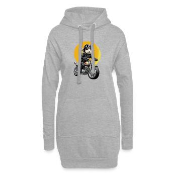Mouton motard en look cuir - Sweat-shirt à capuche long Femme - gris chiné - Devant