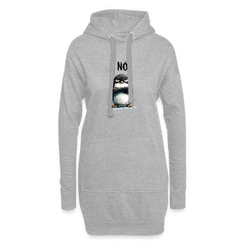 Grummeliger Pinguin Nö Statement Motiv - Hoodie-Kleid - Grau meliert - Vorne