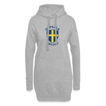 Blason d’Uppsala avec croix jaune - Sweat-shirt à capuche long Femme - gris chiné - Devant
