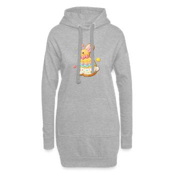 Niedlicher Hase als dekorierter Keks - Hoodie-Kleid - Grau meliert - Vorne