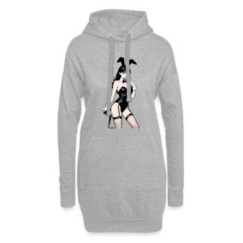 Anime Bunny Woman – Art sensuel de manga Pin-up - Sweat-shirt à capuche long Femme - gris chiné - Devant