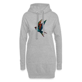Hirondelle Vitrail Mosaïque Oiseau Coloré - Sweat-shirt à capuche long Femme - gris chiné - Devant