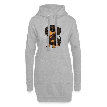 Cooler Dackel mit Sonnenbrille Freund Herrchen - Hoodie-Kleid - Grau meliert - Vorne