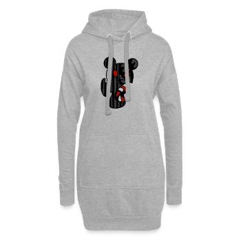 Glitch bear - Sweat-shirt à capuche long Femme - gris chiné - Devant