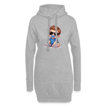 Bébé avec des lunettes de soleil et une tétine - Sweat-shirt à capuche long Femme - gris chiné - Devant