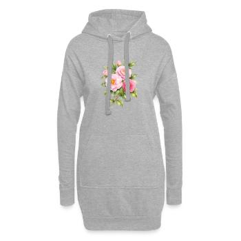 Rosa Kamelienblüten Illustration   - Hoodie-Kleid - Grau meliert - Vorne