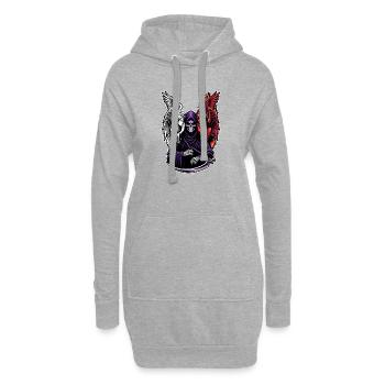Sensenmann mit Engel und Dämon - Hoodie-Kleid - Grau meliert - Vorne