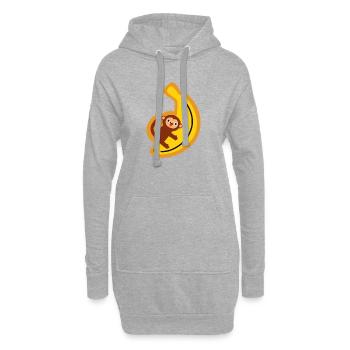 T-shirt banane singe drôle Un petit t-shirt jungle animal mignon - Sweat-shirt à capuche long Femme - gris chiné - Devant