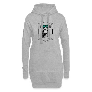 Futuristischer flammender Controller und Gaming-Headset - Hoodie-Kleid - Grau meliert - Vorne
