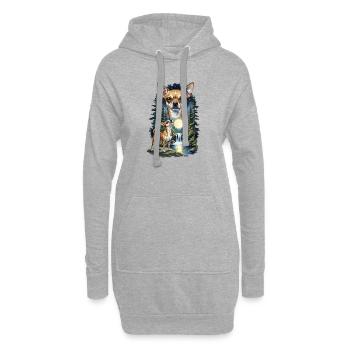 Chihuahua au clair de lune dans la nuit de la forêt - Sweat-shirt à capuche long Femme - gris chiné - Devant