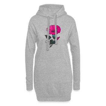 Pink Blume Floral Vintage Natur Design  - Hoodie-Kleid - Grau meliert - Vorne