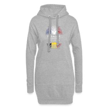 Francais De Racines Belges T-Shirt Cadeau Humour - Sweat-shirt à capuche long Femme - gris chiné - Devant