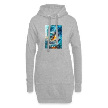 Anneau Spatial Bleu avec Feu - Sweat-shirt à capuche long Femme - gris chiné - Devant