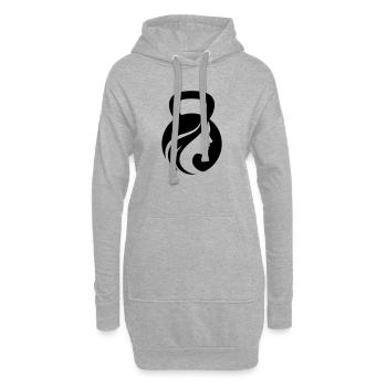 Fitness Queen – Kettlebell Girl - Hoodie-Kleid - Grau meliert - Vorne