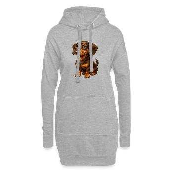 Friedlicher Dackel treuer Freund sitzt zufrieden - Hoodie-Kleid - Grau meliert - Vorne
