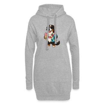 Hawaiianischer Hund mit Eis - Hoodie-Kleid - Grau meliert - Vorne