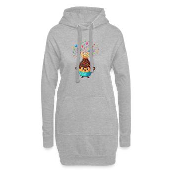 Explosion colorée de cupcakes - Sweat-shirt à capuche long Femme - gris chiné - Devant