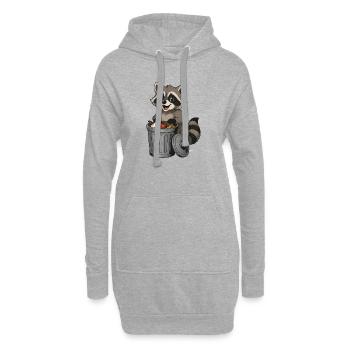 Un raton laveur avec des fruits dans la poubelle - Sweat-shirt à capuche long Femme - gris chiné - Devant
