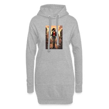 Punk Warrior en ruines - Sweat-shirt à capuche long Femme - gris chiné - Devant