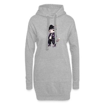 Lila städtische Kawaii-Katze - Hoodie-Kleid - Grau meliert - Vorne