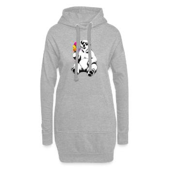 Eisbär mit Eis im Stencil Style   - Hoodie-Kleid - Grau meliert - Vorne