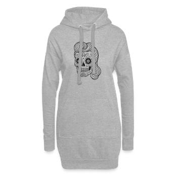 Mexican Totenkopf_Rockabilly Hairstyle Coloring Page - Hoodie Dress - heather grey - Front