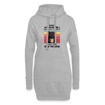 A funny vintage design featuring a grumpy black ca - Sweat-shirt à capuche long Femme - gris chiné - Devant