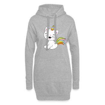 Licorne de chat mignon souriant - Sweat-shirt à capuche long Femme - gris chiné - Devant
