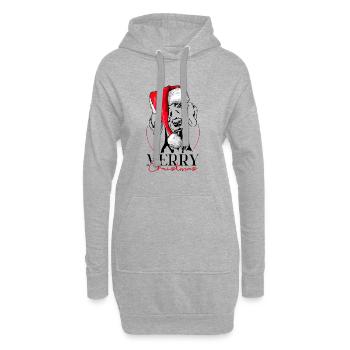 Père Noël Braque de Weimar joyeux Noël chien Wilsigns - Sweat-shirt à capuche long Femme - gris chiné - Devant