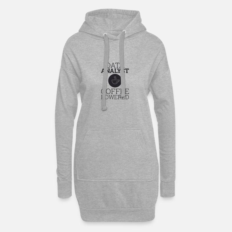 "Data Analyst Coffee Powered" | Data Scientist - Hoodie Dress - heather grey