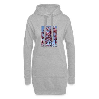 rosa Magnolienzweige im Frühling - Hoodie-Kleid - Grau meliert - Vorne