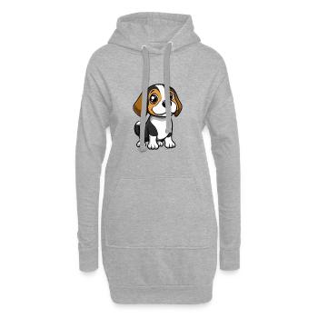 Beagle Hund Comic Baby - Hoodie-Kleid - Grau meliert - Vorne