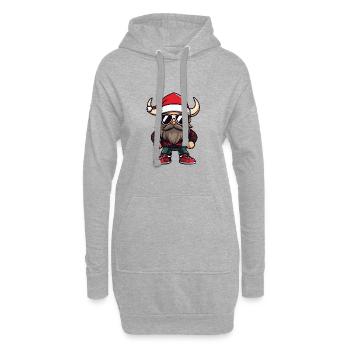 Noël viking Noël laid - Sweat-shirt à capuche long Femme - gris chiné - Devant