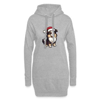 Border Collie Hund Weihnachten Niedlich - Hoodie-Kleid - Grau meliert - Vorne