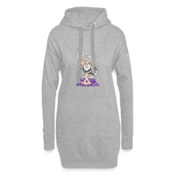 Der Yoga Strauss kämpft mit dem Yoga Gurt - Hoodie-Kleid - Grau meliert - Vorne