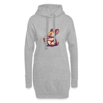 Gürteltier Bier Pixel - Hoodie-Kleid - Grau meliert - Vorne