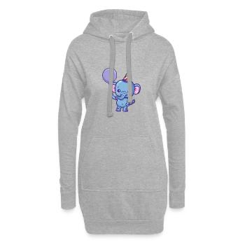 Bande dessinée d’anniversaire mammouth - Sweat-shirt à capuche long Femme - gris chiné - Devant