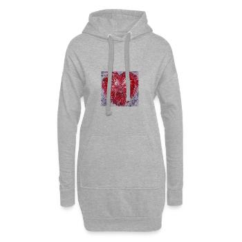 „Ein Herz, getragen von Freiheit- von Martina Eßer - Hoodie-Kleid - Grau meliert - Vorne